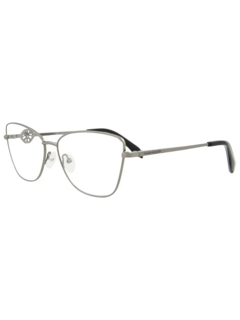 New Alexander McQueen Womens Cat Eye Ruthenium Ruthenium Transparent Fashion Des